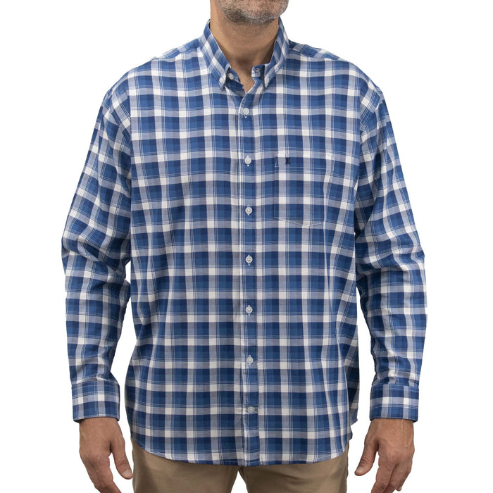 Camisa de Cuadros Azul con Manga Larga 100% Algodón Talla Extra 2307029