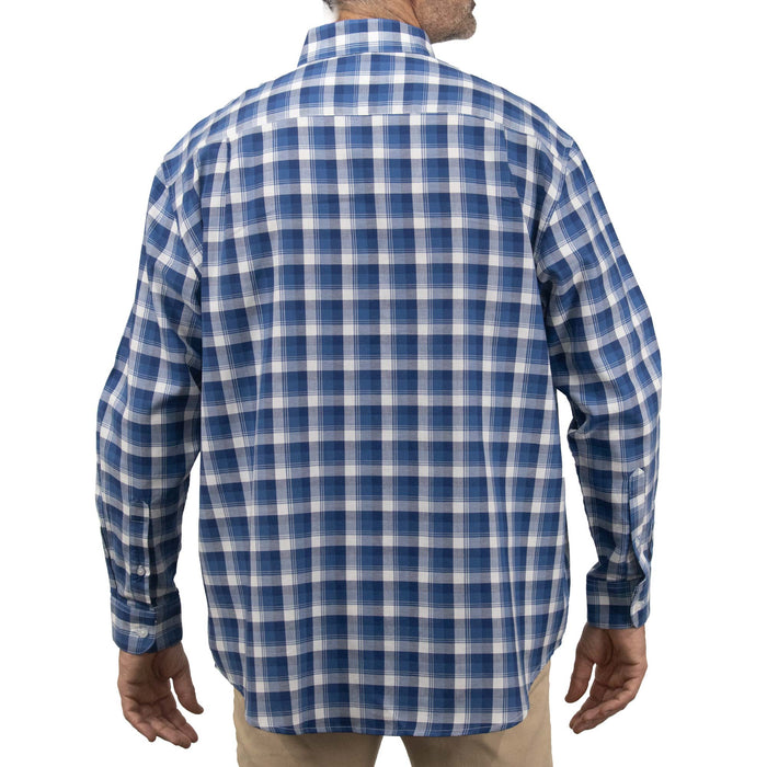 Camisa de Cuadros Azul con Manga Larga 100% Algodón Talla Extra 2307029