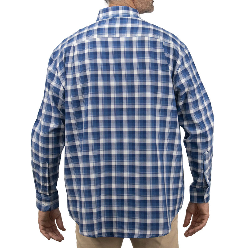 Camisa de Cuadros Azul con Manga Larga 100% Algodón Talla Extra 2307029
