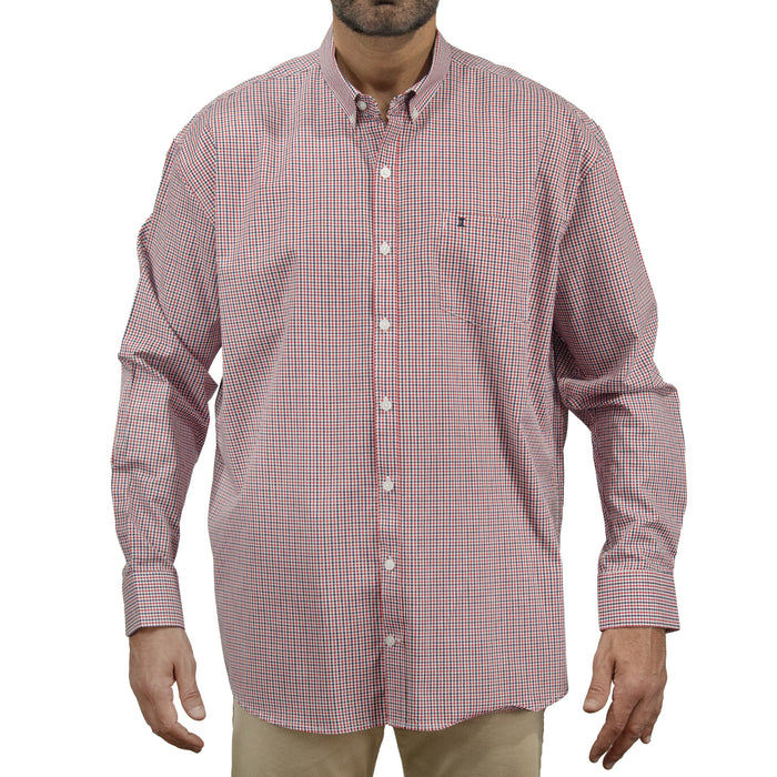 Camisa de Cuadros Roja con Manga Larga 100% Algodón Talla Extra 2307034