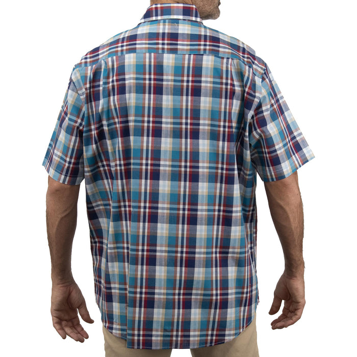 Camisa Azul de Cuadros con Manga Corta 100% Algodón Talla Extra 2307039