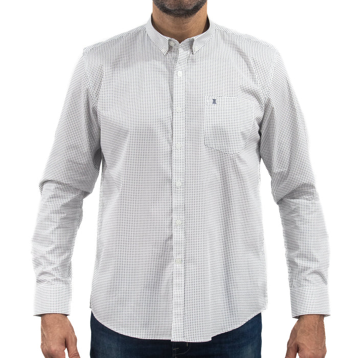 Camisa Blanca Estampado con Manga Larga 100% Algodón 2307264