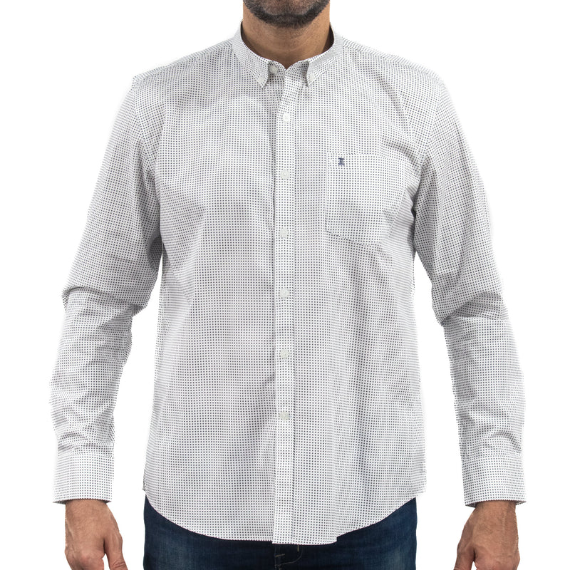 Camisa Blanca Estampado con Manga Larga 100% Algodón 2307264