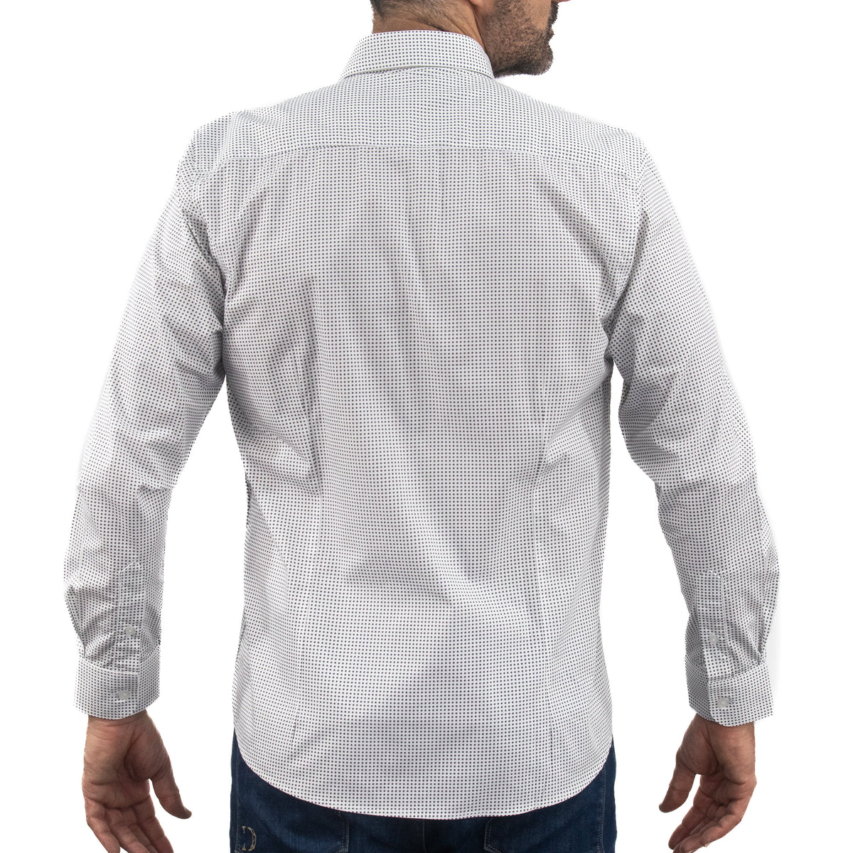 Camisa Blanca Estampado con Manga Larga 100% Algodón 2307264