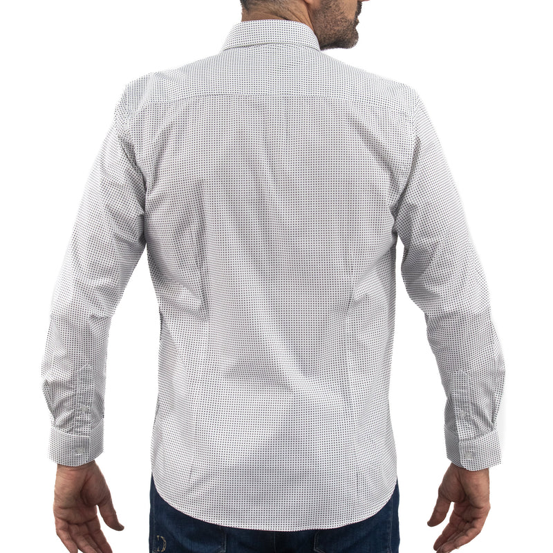Camisa Blanca Estampado con Manga Larga 100% Algodón 2307264