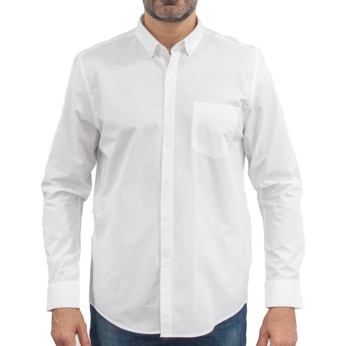 Camisa Lisa Blanca con Manga Larga 100% Algodón 2307070