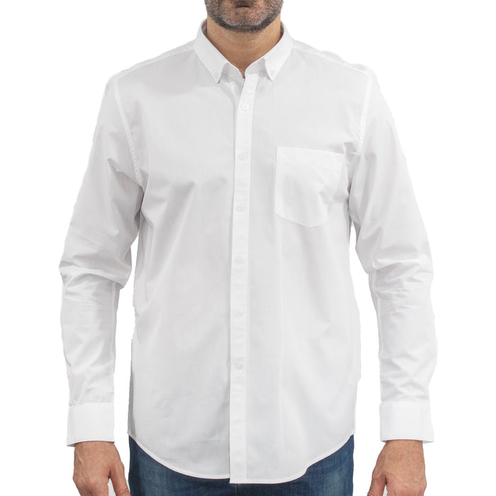 Camisa Lisa Blanca con Manga Larga 100% Algodón 2307070