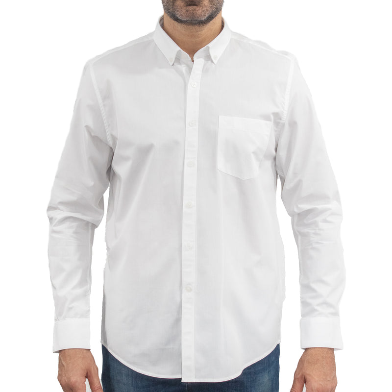 Camisa Lisa Blanca con Manga Larga 100% Algodón 2307070
