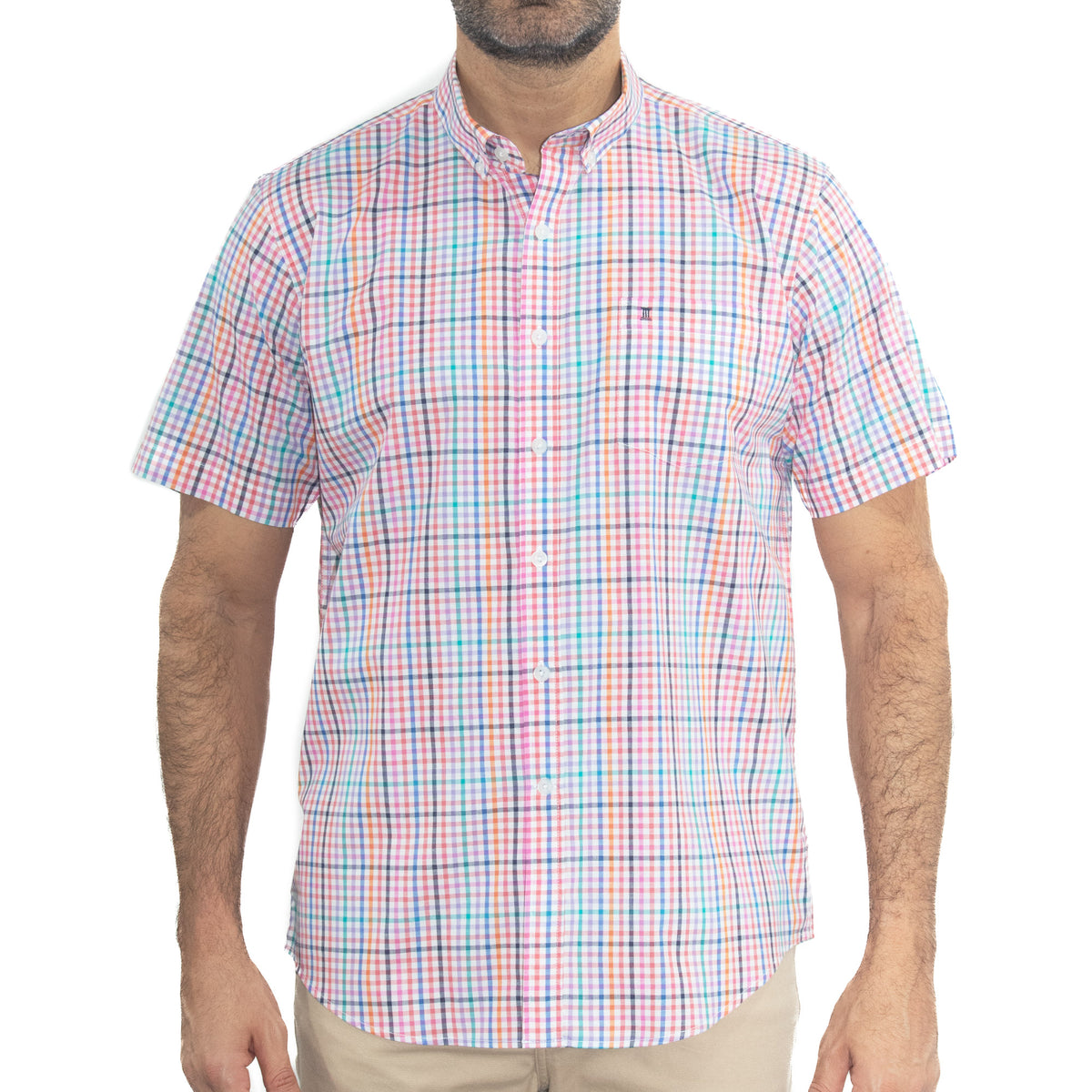Camisa de Cuadros Multicolor con Manga Corta 100% Algodón 2307272 - dioromx