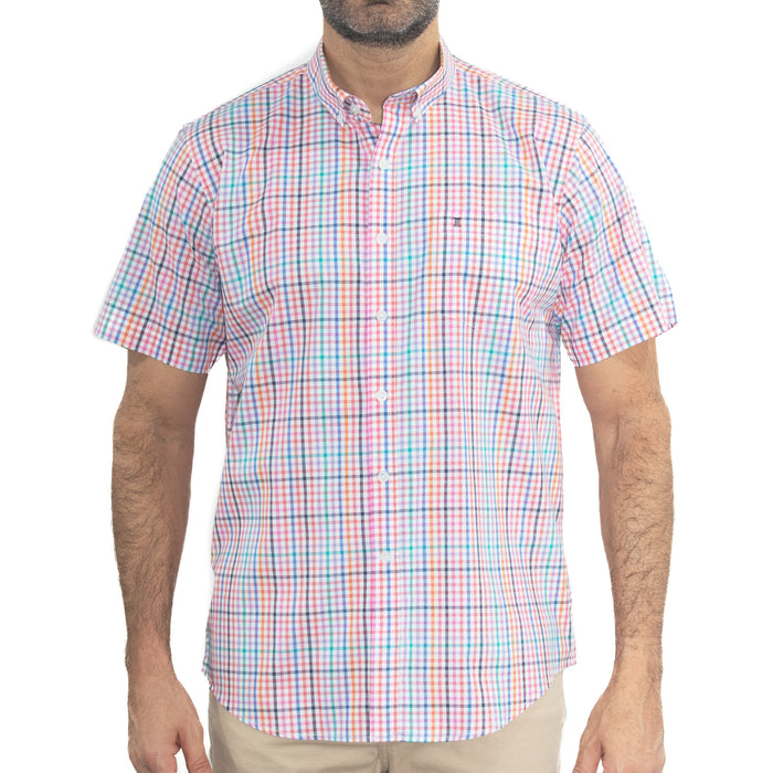 Camisa de Cuadros Multicolor con Manga Corta 100% Algodón 2307272