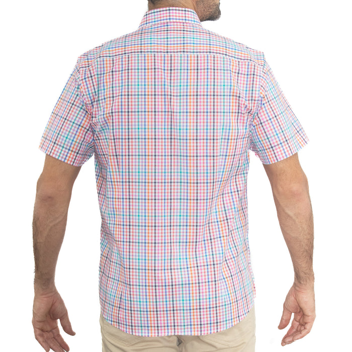 Camisa de Cuadros Multicolor con Manga Corta 100% Algodón 2307272