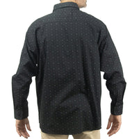 Camisa Negra con Estampado de Manga Larga 100% Algodón Talla Extra 2308043