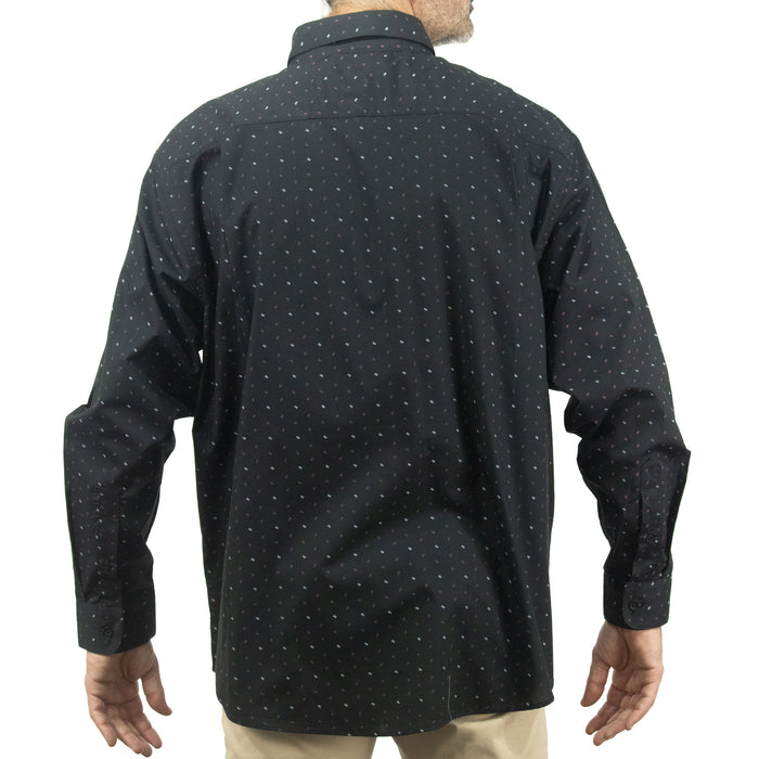 Camisa Negra con Estampado de Manga Larga 100% Algodón Talla Extra 2308043