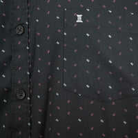 Camisa Negra con Estampado de Manga Larga 100% Algodón Talla Extra 2308043