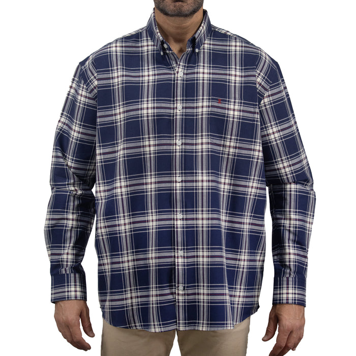 Camisa de Manga Corta Cuadros Azul Marino Talla Extra 2308044
