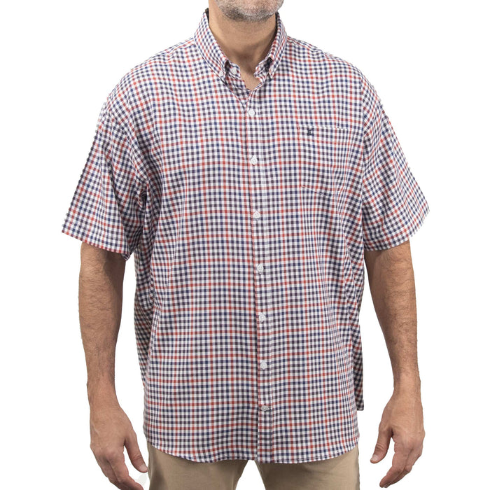 Camisa de Manga Corta Cuadros Rojo 100% Algodón 2308047 Talla Extra