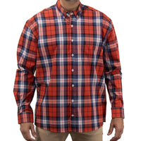 Camisa Naranja de Cuadros con Manga Larga 100% Algodón Talla Extra 2309053