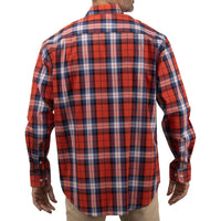 Camisa Naranja de Cuadros con Manga Larga 100% Algodón Talla Extra 2309053