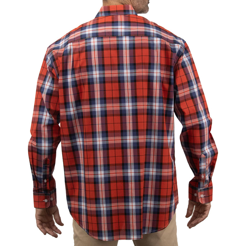 Camisa Naranja de Cuadros con Manga Larga 100% Algodón Talla Extra 2309053
