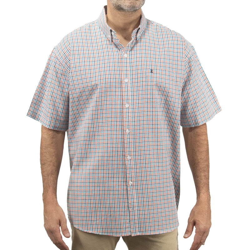 Camisa de Manga Corta Cuadros Multicolor 100% Algodón Talla Extra 2309055
