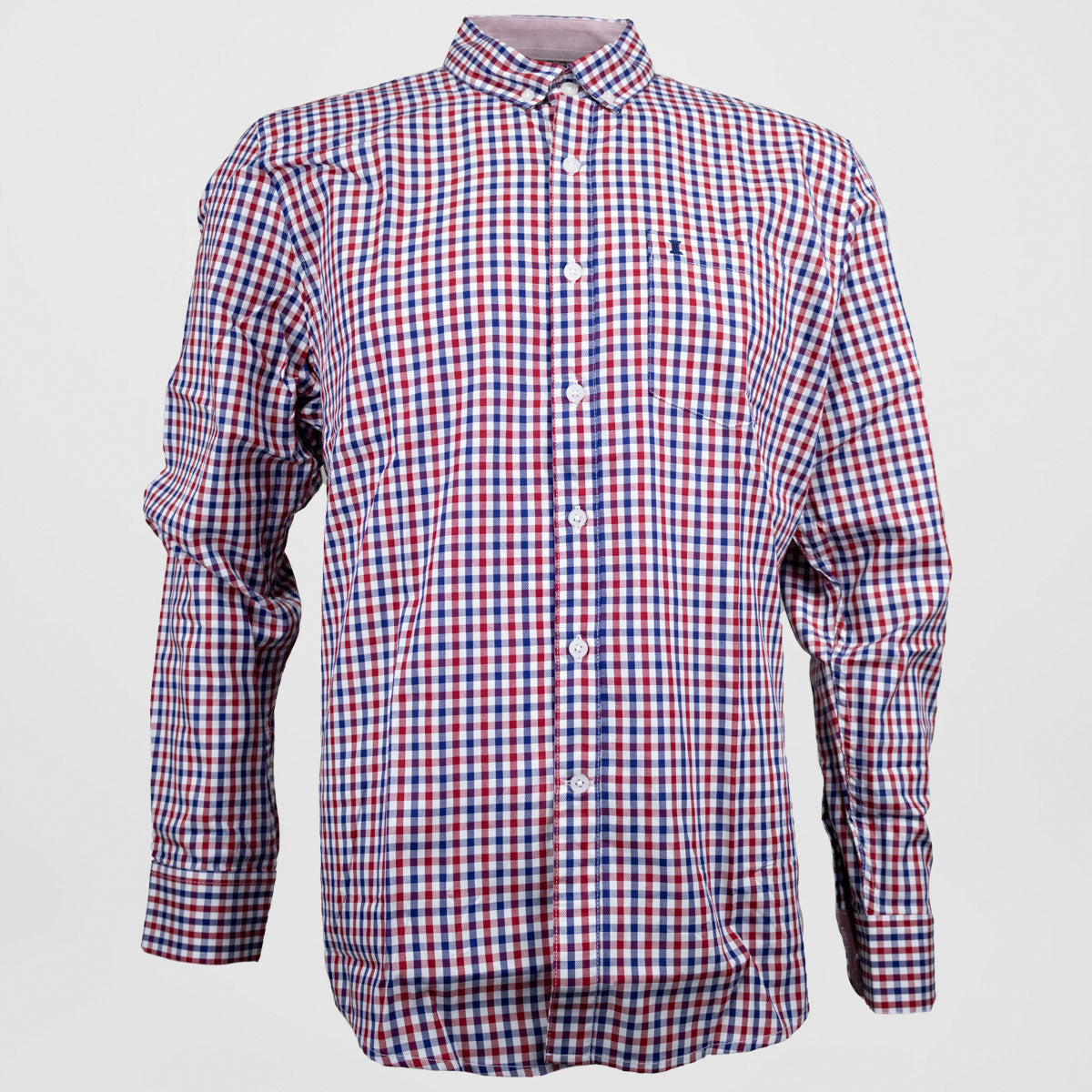 Camisa Casual Para Caballero de Cuadros Rojos de Algodón