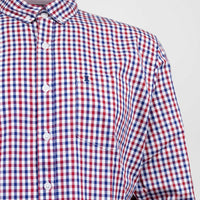 Camisa Casual Para Caballero de Cuadros Rojos de Algodón