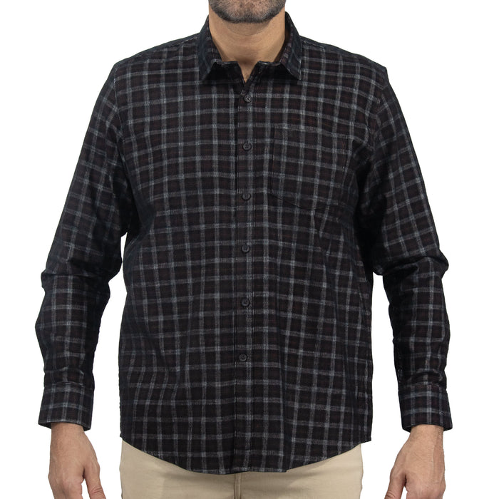 Camisa de Pana de Cuadros Negra Manga Larga 100% Algodón 2310519