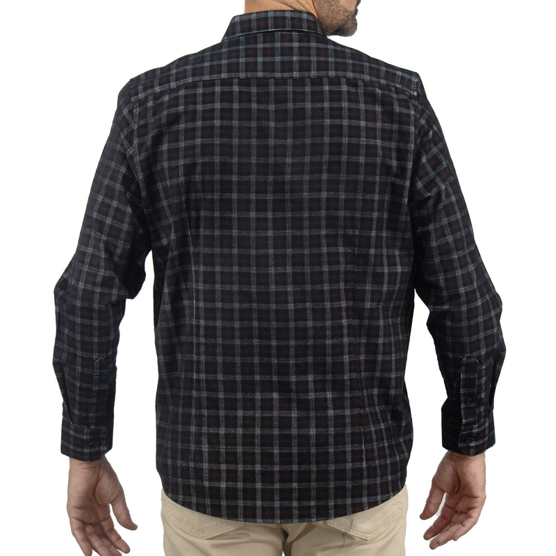 Camisa de Pana de Cuadros Negra Manga Larga 100% Algodón 2310519