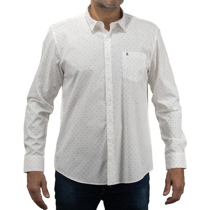 Camisa con Estampado Blanca de Manga Larga 100% Algodón 2311576