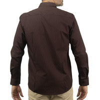 Camisa de Manga Larga Café con Estampado 100% Algodón Talla Extra 2311581