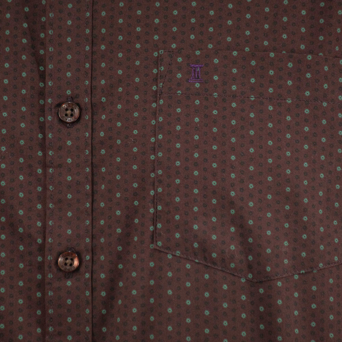 Camisa de Manga Larga Café con Estampado 100% Algodón Talla Extra 2311581