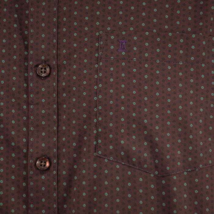 Camisa de Manga Larga Café con Estampado 100% Algodón Talla Extra 2311581