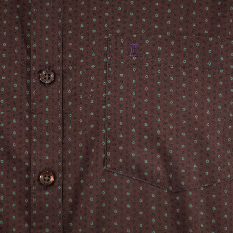 Camisa de Manga Larga Café con Estampado 100% Algodón Talla Extra 2311581