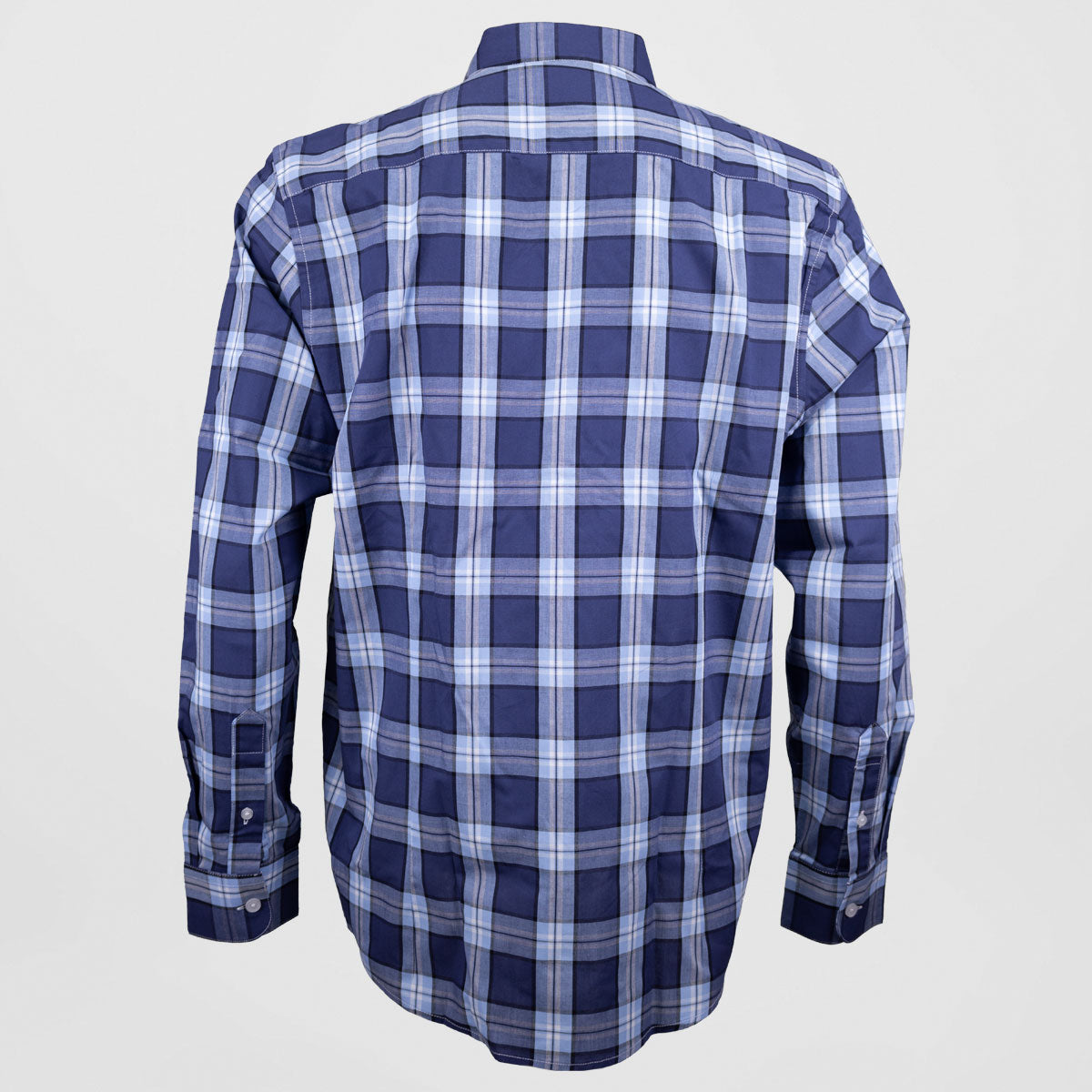 Camisa de Vestir Casual Manga Larga Cuadros Azul