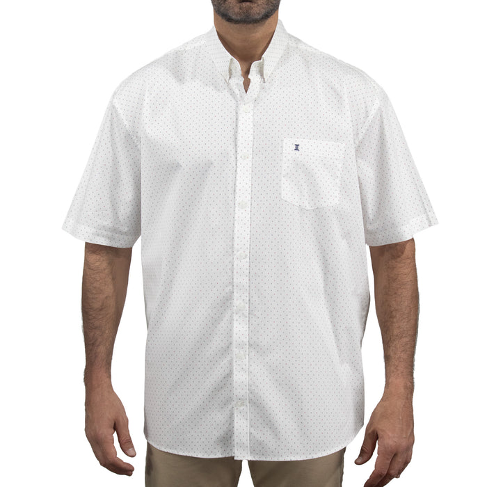 Camisa Blanca con Estampado de Manga Corta 100% Algodón Talla Extra 2311600