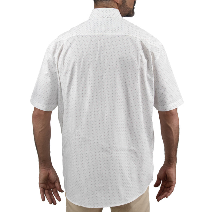 Camisa Blanca con Estampado de Manga Corta 100% Algodón Talla Extra 2311600