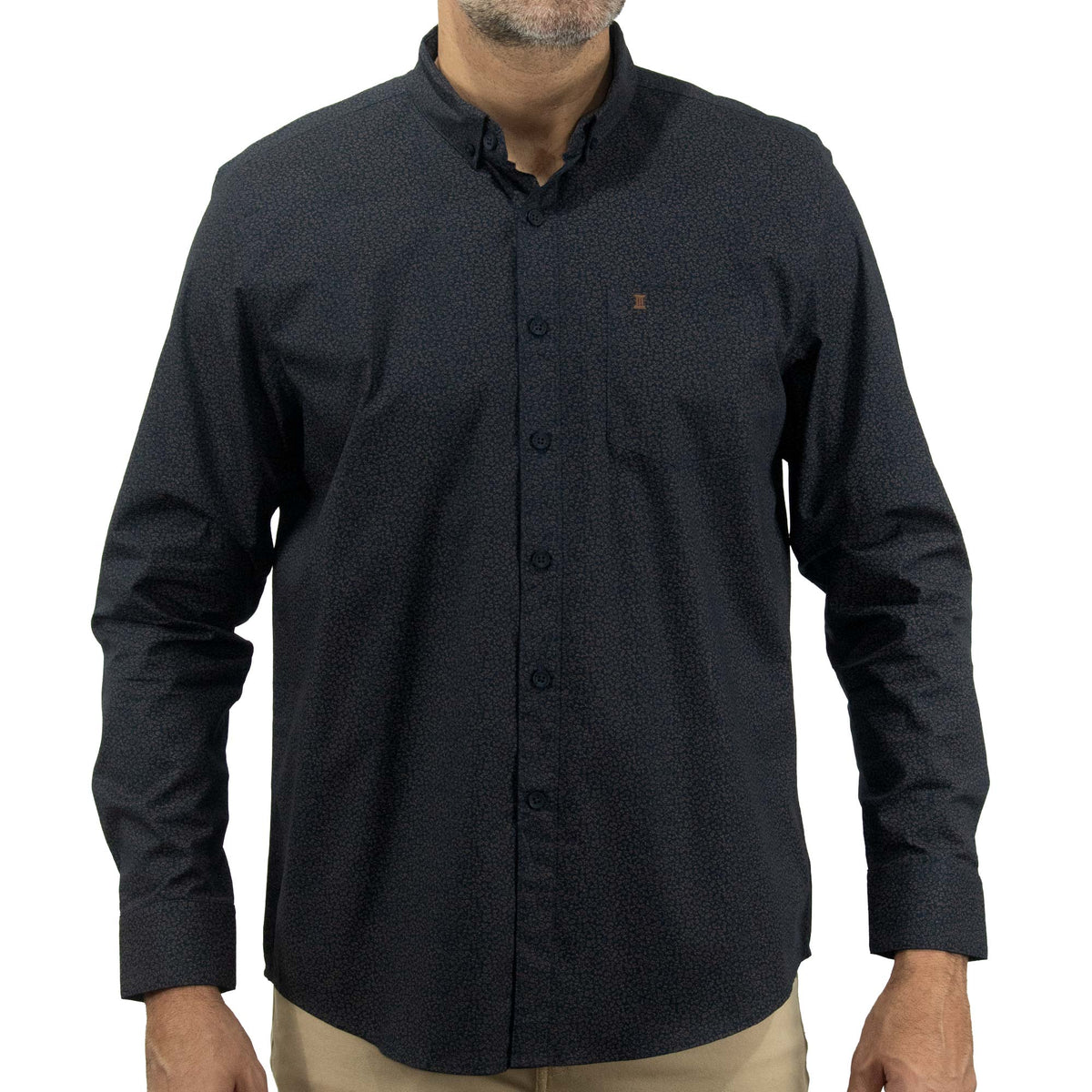 Camisa Azul con Estampado de Manga Larga 100% Algodón 2312621