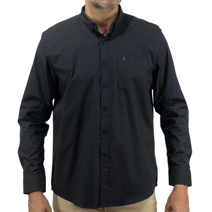 Camisa Azul con Estampado de Manga Larga 100% Algodón 2312621