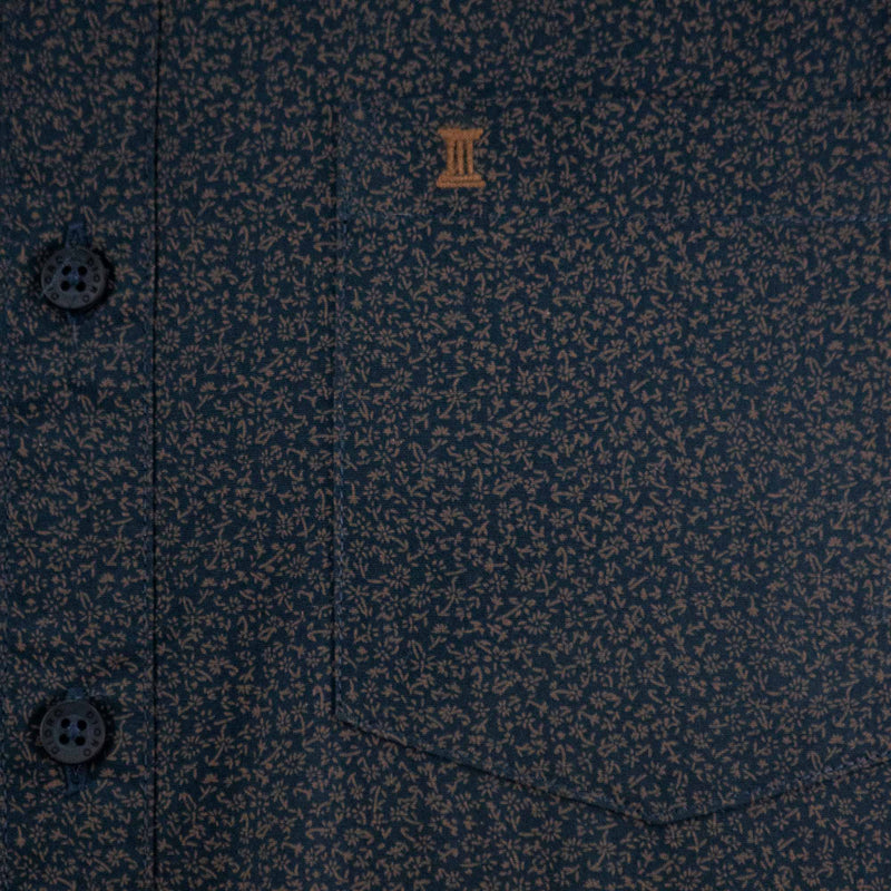 Camisa Azul con Estampado de Manga Larga 100% Algodón 2312621