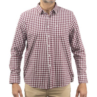 Camisa de Manga Larga Cuadros Vino 100% Algodón 2312626