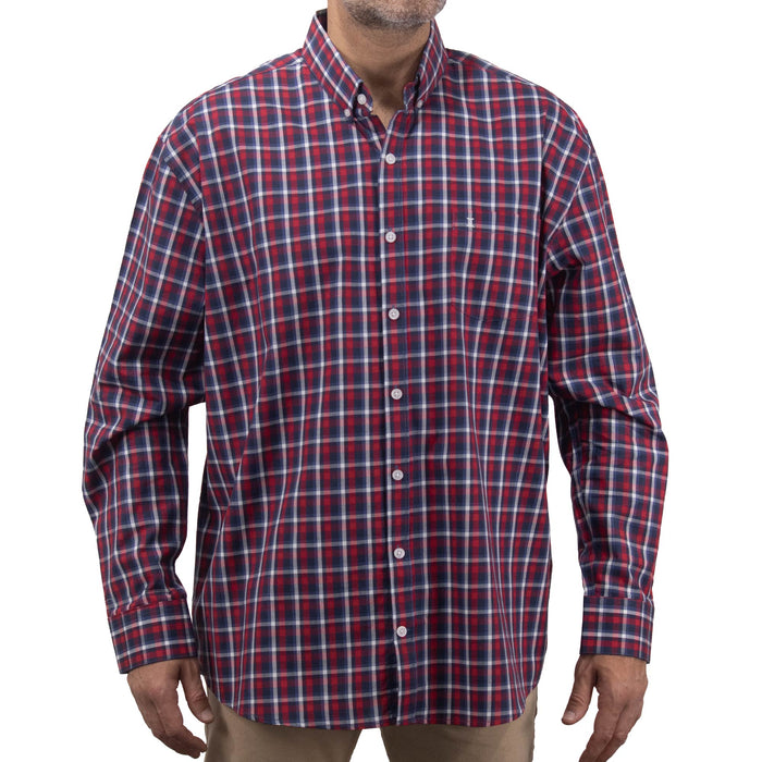 Camisa de Manga Larga Cuadros Rojo 100% Algodón 2312629 Talla Extra