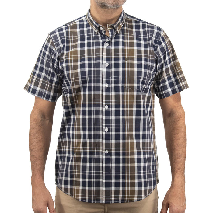 Camisa de Cuadros Café con Manga Corta 100% Algodón 2312647