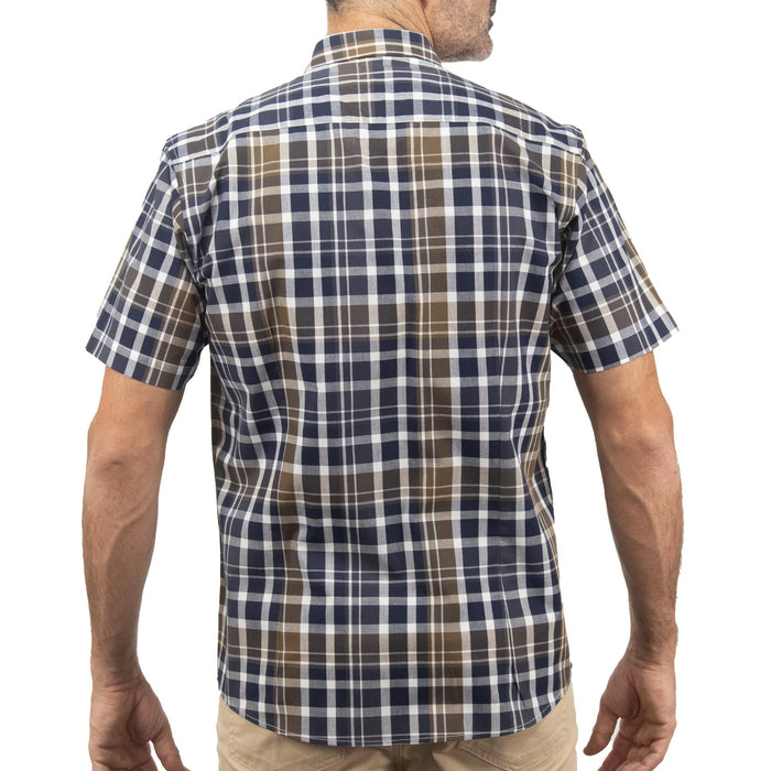 Camisa de Cuadros Café con Manga Corta 100% Algodón 2312647