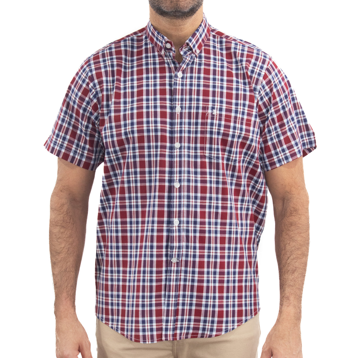 Camisa de Cuadros Roja con Manga Corta 100% Algodón 2315206