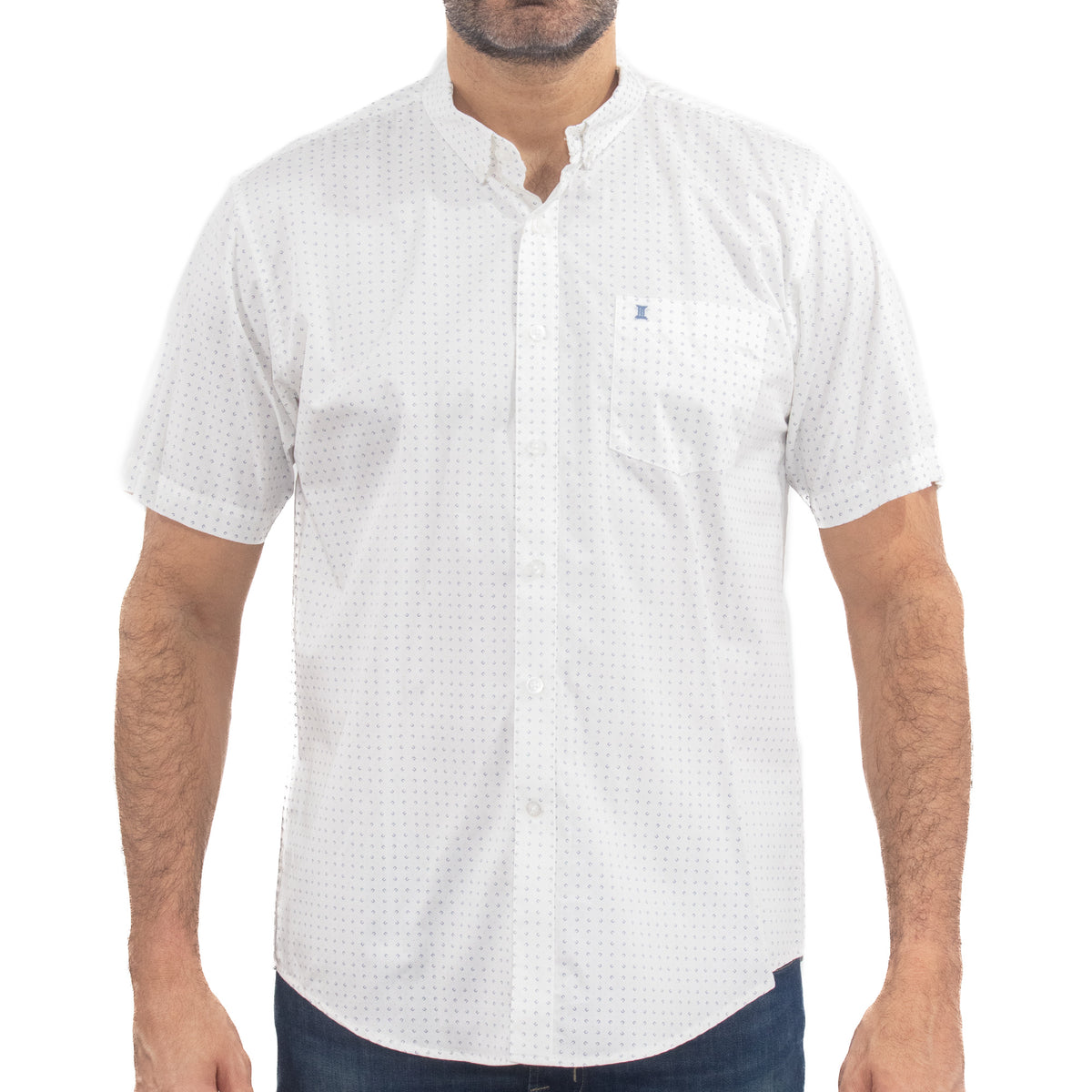 Camisa Blanca Estampado con Manga Corta 100% Algodón 2315321