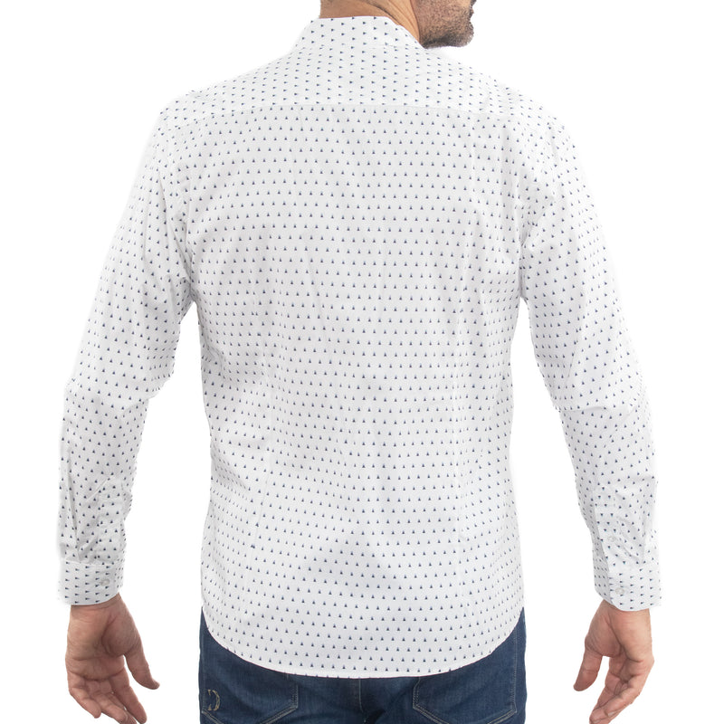 Camisa Blanca Estampada con Manga Larga 100% Algodón 2315442