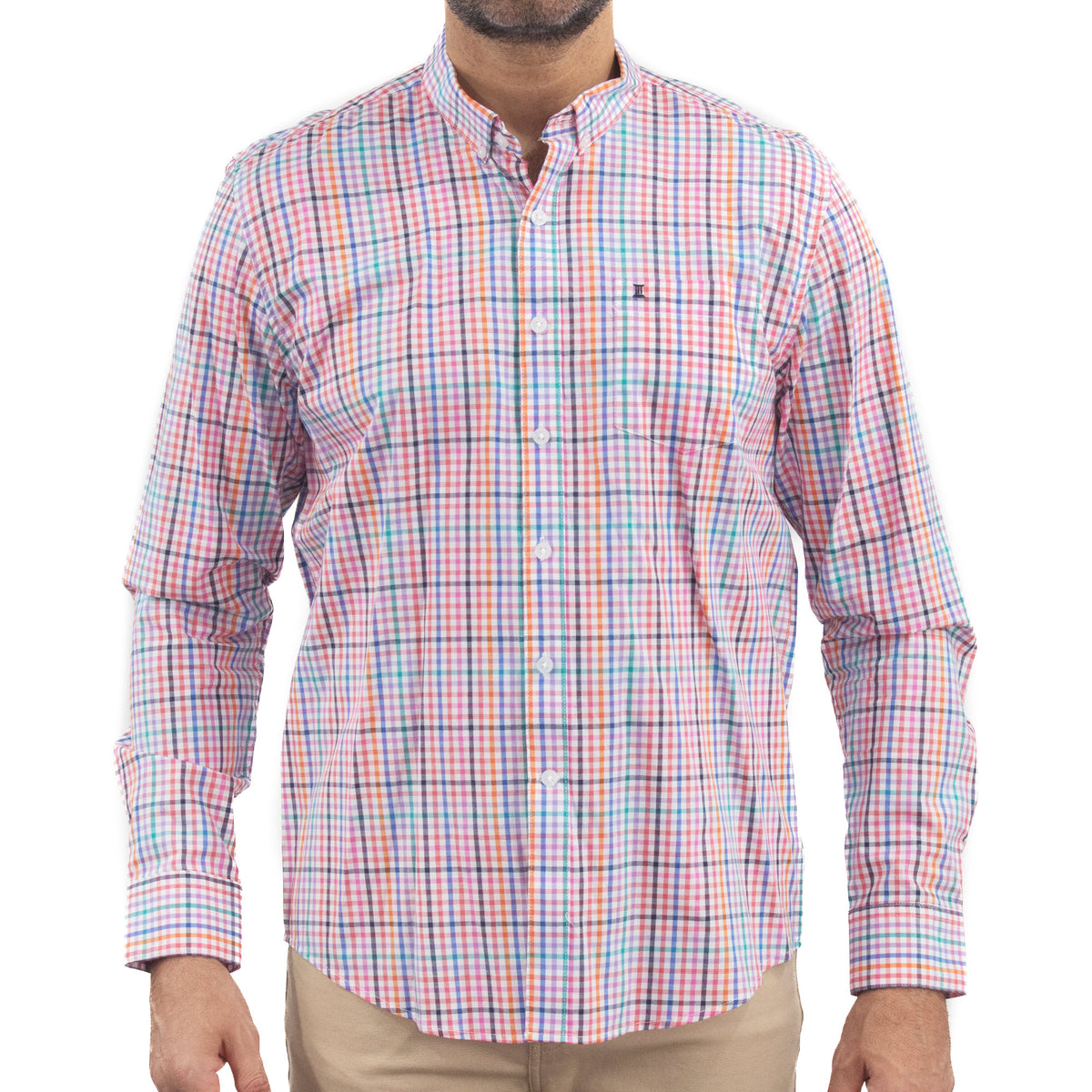 Camisa de Cuadros Multicolor con Manga Larga 100% Algodón 2315444