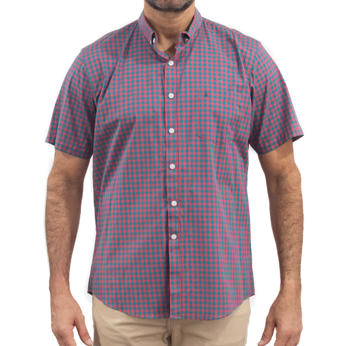 Camisa de Cuadros Rosa con Manga Corta 100% Algodón 2315508