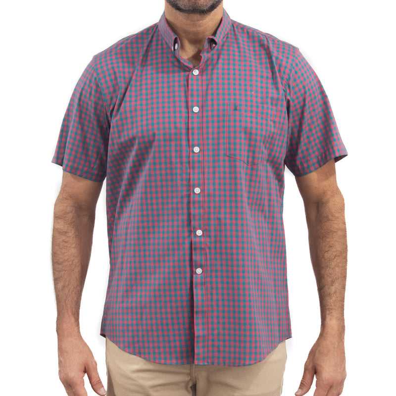 Camisa de Cuadros Rosa con Manga Corta 100% Algodón 2315508