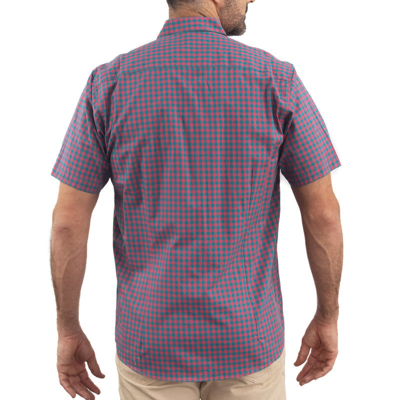 Camisa de Cuadros Rosa con Manga Corta 100% Algodón 2315508